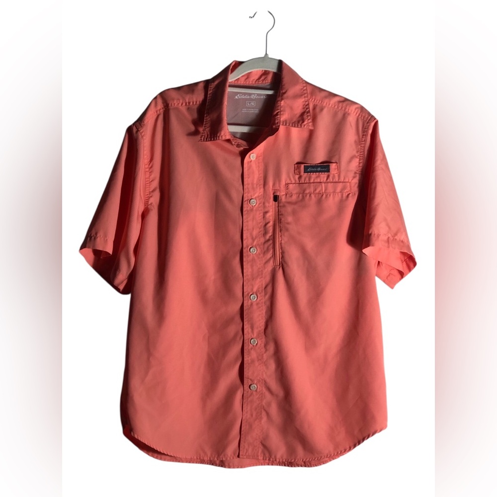 Eddie Bauer Woven Tech Fishing Shirt In Desert Flower Sz Large